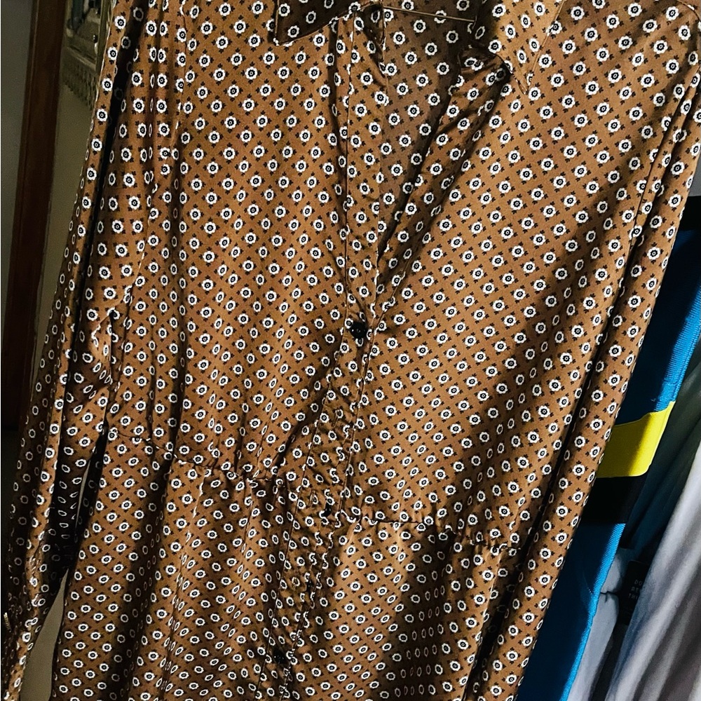 Retro Brown Patterned Dress